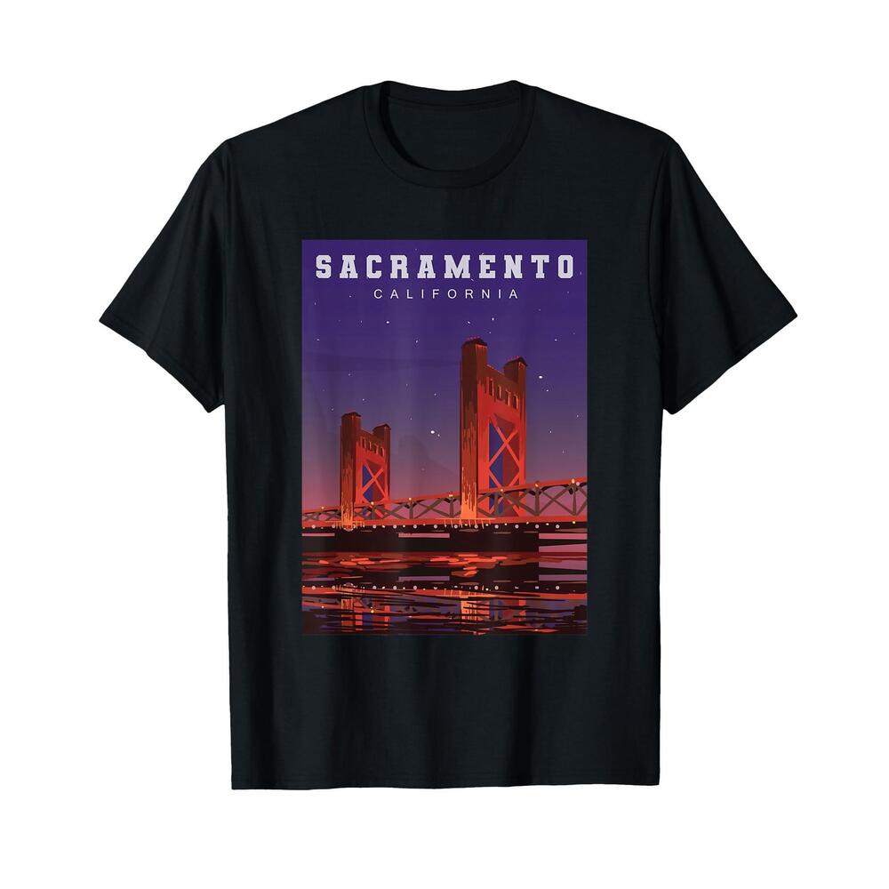 Sacramento California Tower Bridge River Landscape T-Shirt